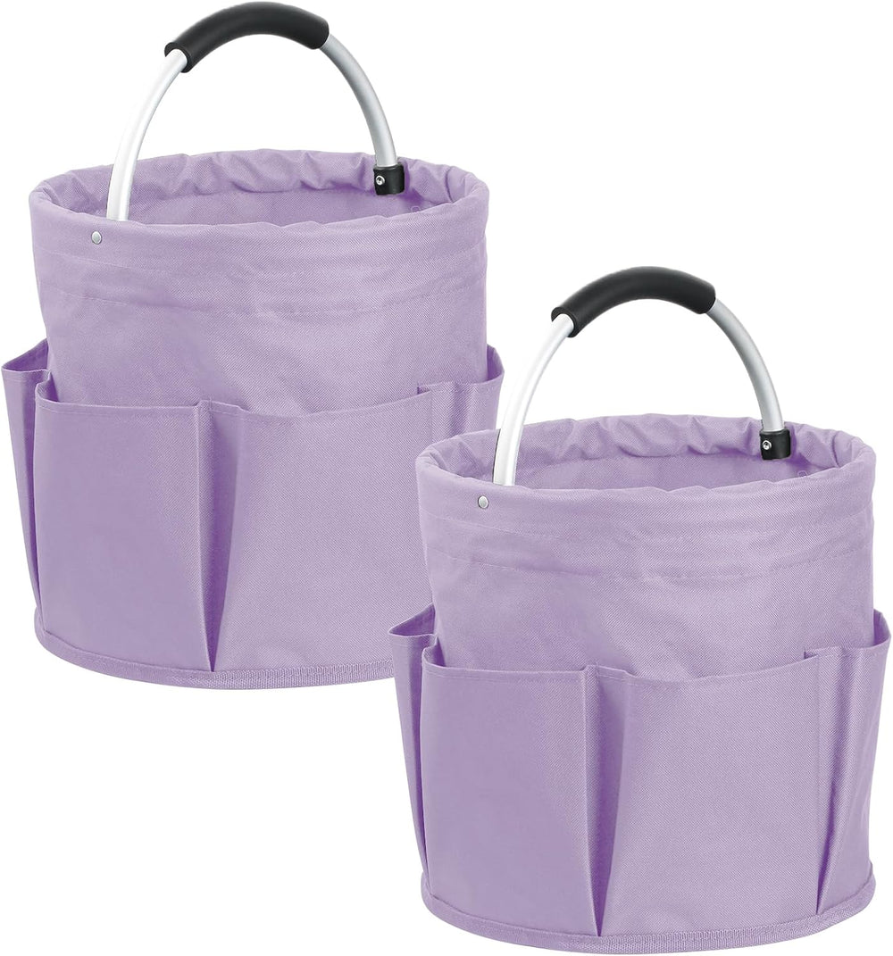2Pcs 17L Collapsible Cleaning Supplies Caddy with Handle for Travel, Purple