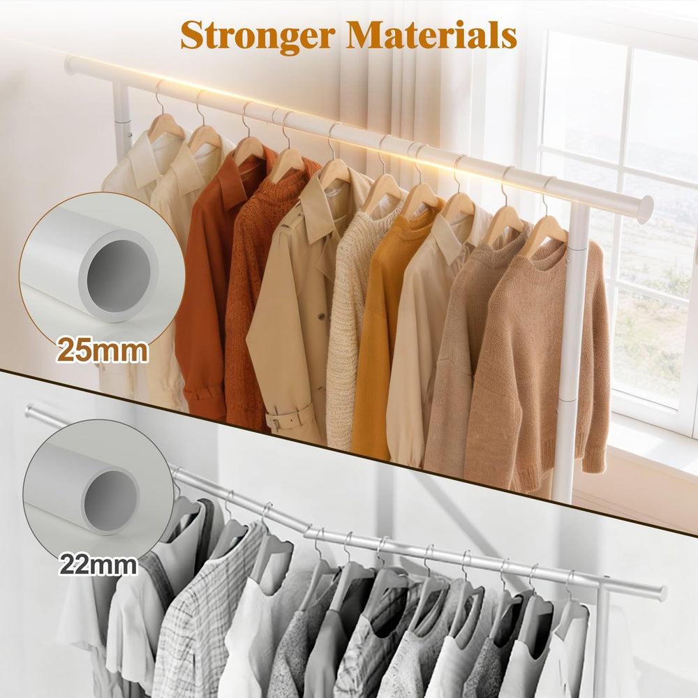 EAGMAK Sturdy Clothing Racks with Shelf, Metal Clothes Rack with Leveling Fee...
