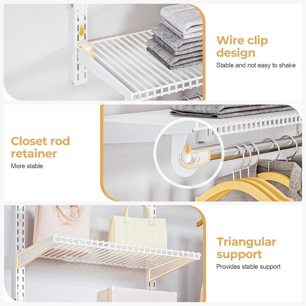 Sturdy Closet Organizer System: 8.7 Ft. Custom Metal Wire Shelving