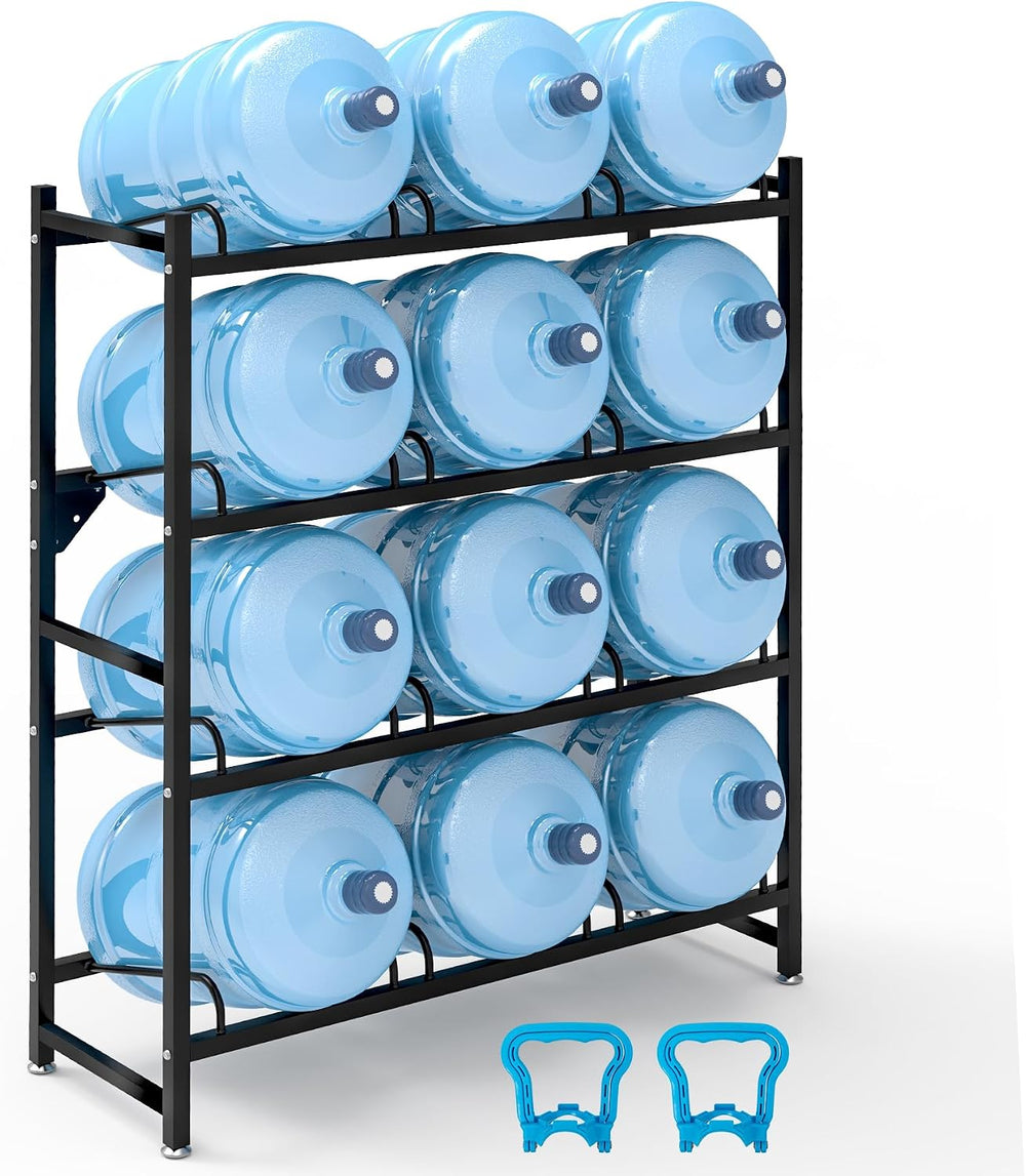 12-Tray 5 Gallon Water Jug Holder,4-Tier Water Jug Rack