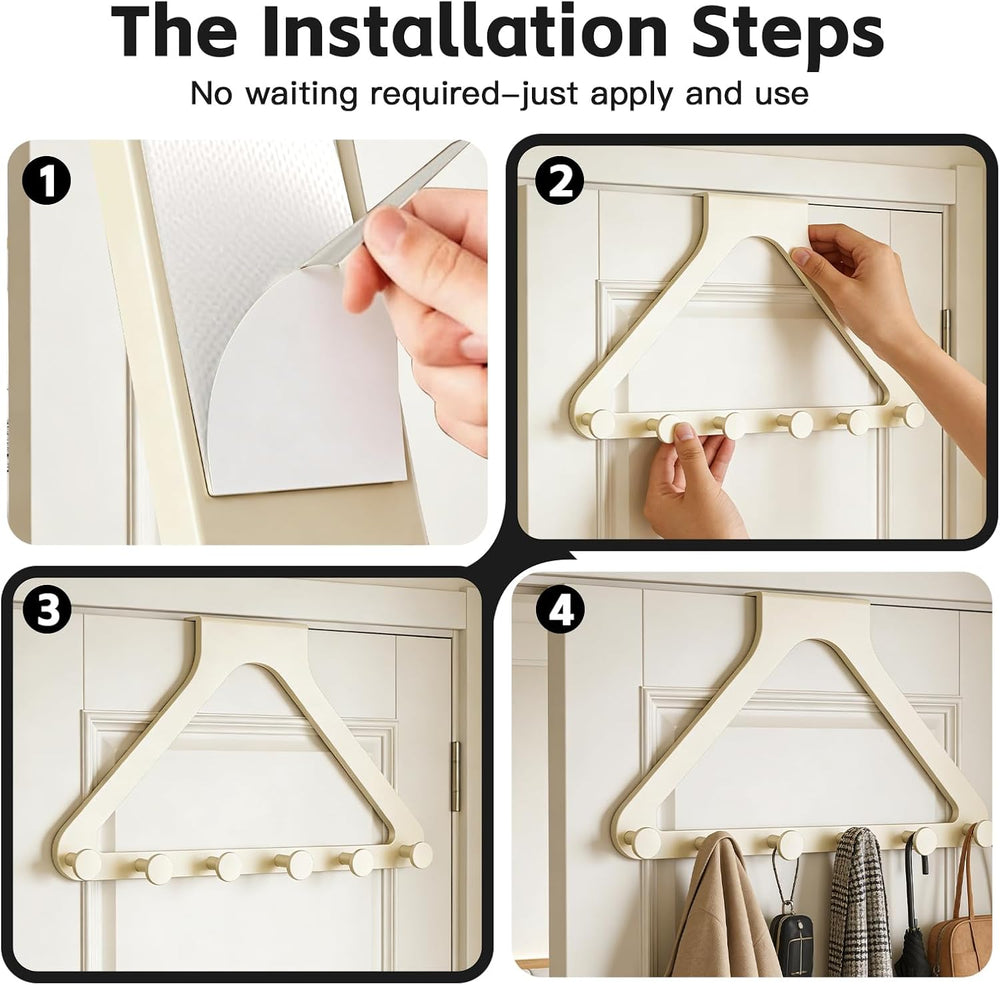 Fodeuxp Over the Door Hanger Organizer, Home Storage Hooks, Beige, 2 Pcs