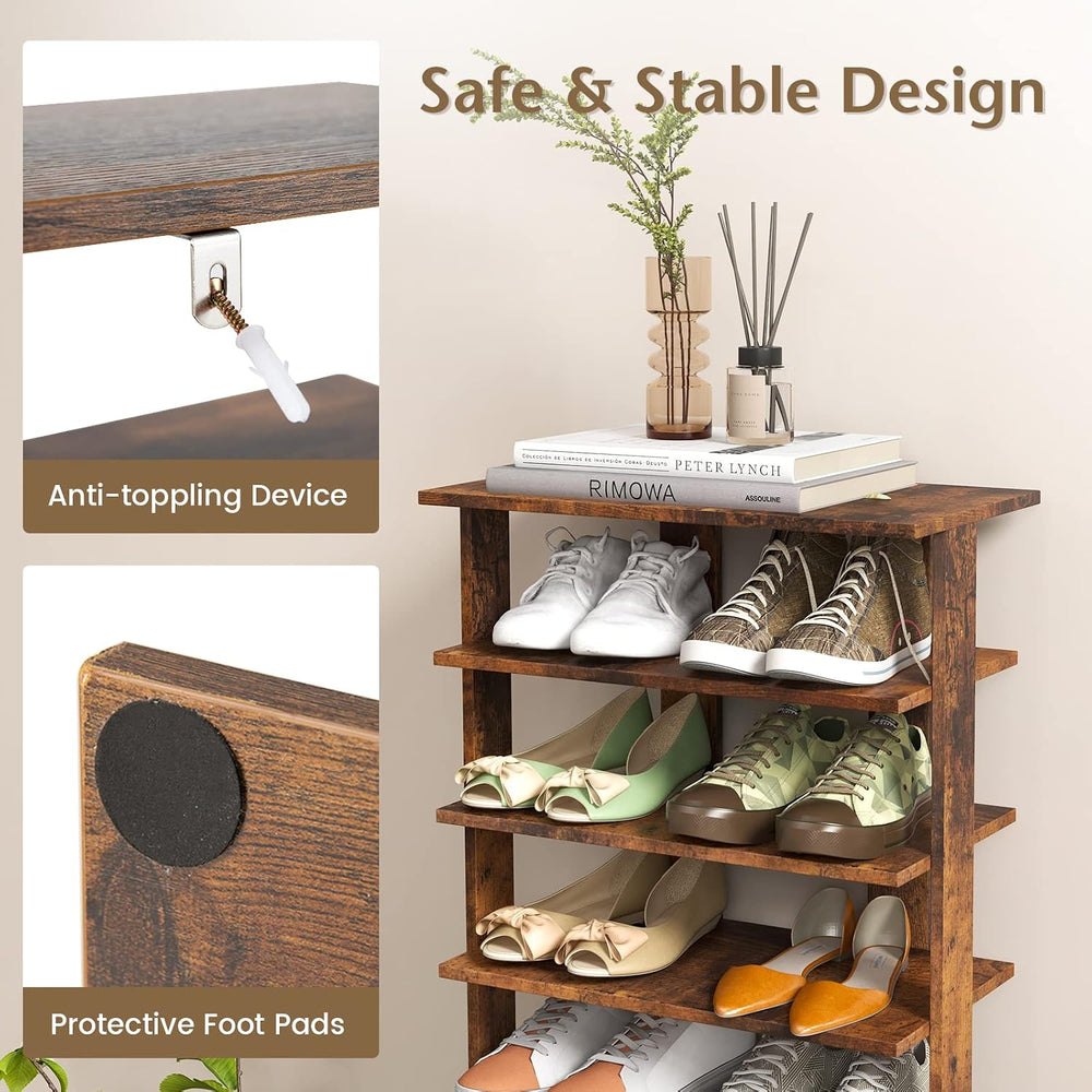 Tangkula 8-Tier Vertical Shoe Rack, Space-Saving Corner Shoe Organizer for 14...