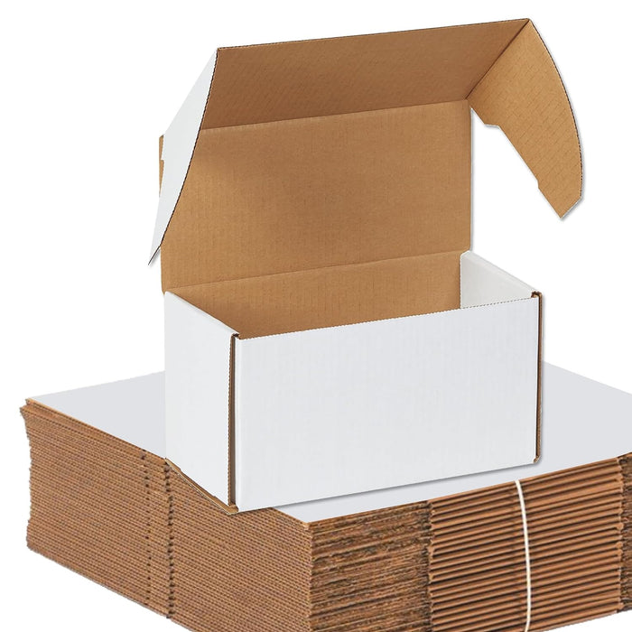 Box USA 10" Deluxe Shipping Boxes, 10 1/2"L x 5"W x 6"H, 50-Pack - White Box Mailers for Packaging, Storage, Gifts or Bulk Business Orders