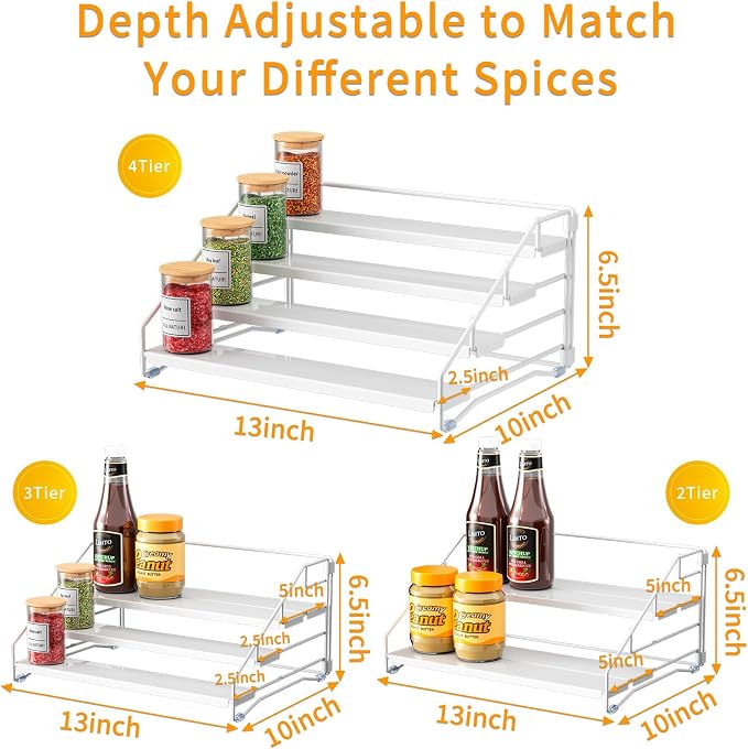 RCHYFEED Spice Rack Organizer for Cabinet, 4 Tier Spice Organization for
