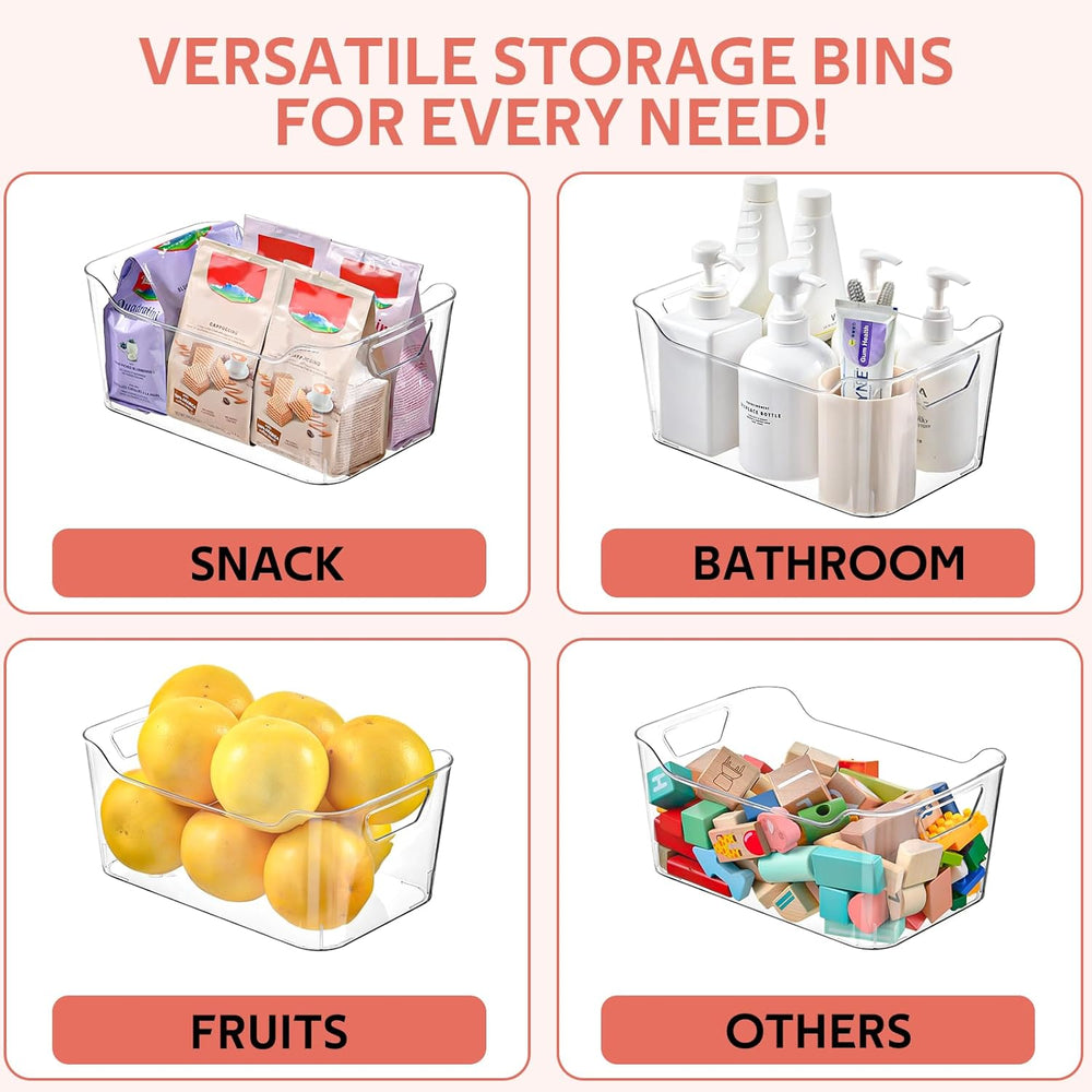 Clear Plastic Storage Bins - 12 Pack Pantry Organizers and Storage,Large Clea...
