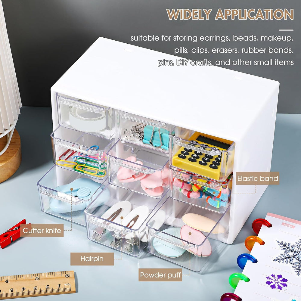 Rtteri 9 Pieces Mini Drawer Organizer Plastic Desktop Storage Box, White