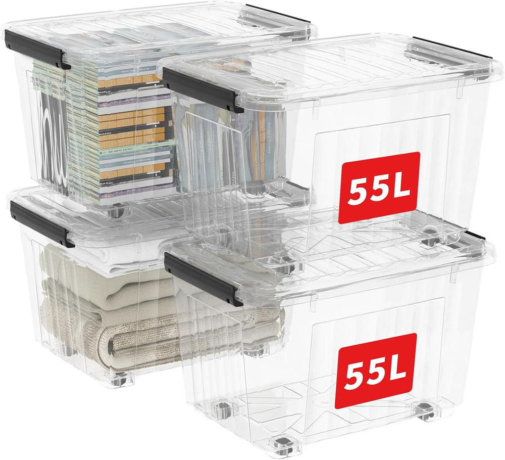 Cetomo 60Qt*4 Plastic Storage Bins, Storage Box, 4 Pack, Organizing Container...