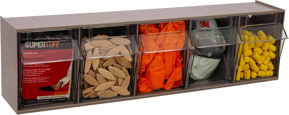 Akro-Mils TiltView Plastic Storage Cabinet with 5 Tilt Out Bins, Horizontal P...