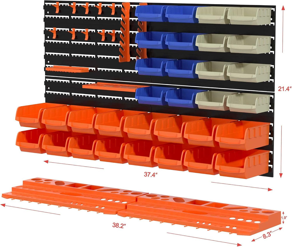 52PCS Wall Mounted Storage Bins Garage Storage Drawers with 4PCS Wall Mountin...
