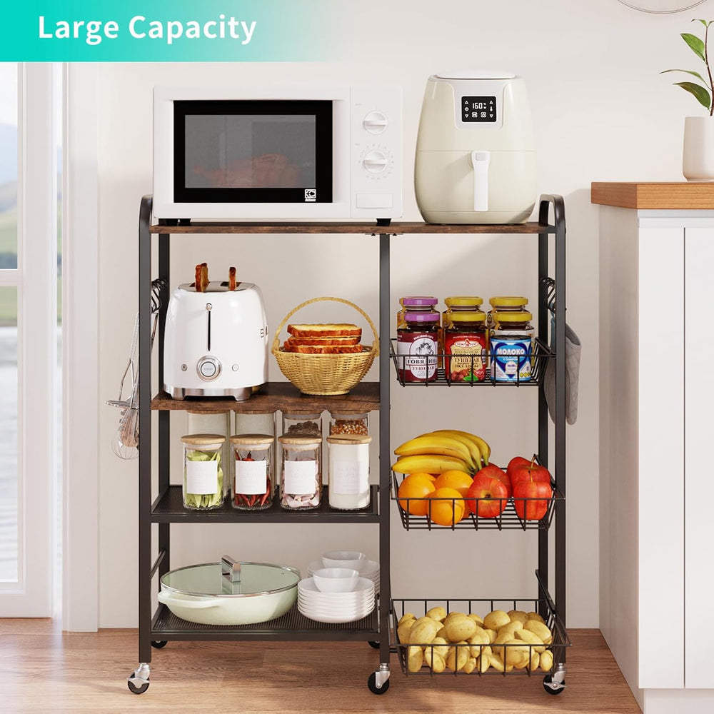 HapiRm Rolling Kitchen Microwave Cart - 4 Tier Kitchen Island on Wheels