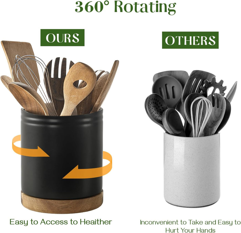 DOWAN 7.6" 360° Rotating Utensil Holder, Kitchen Utensil Holder for Coun...
