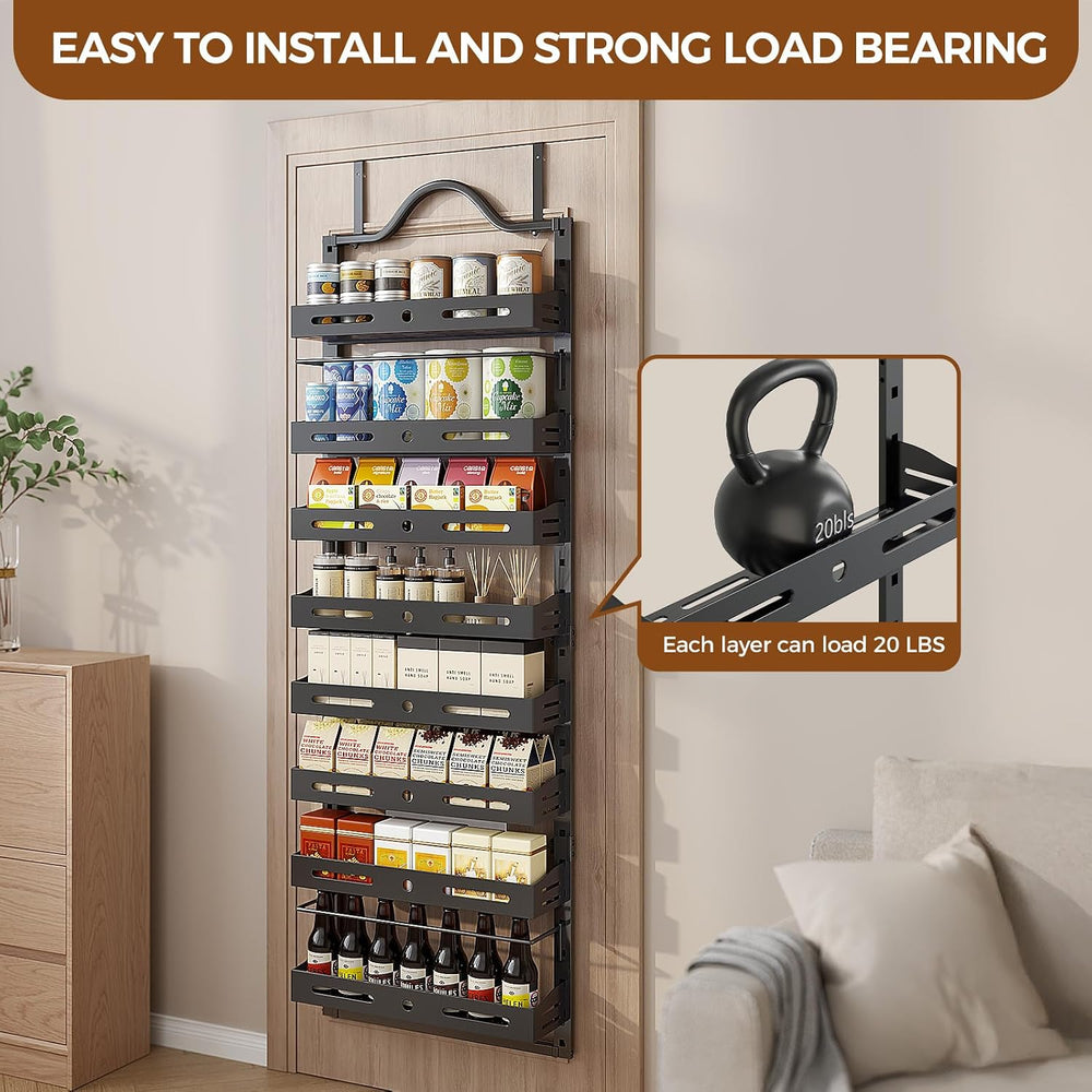 8-Tier Pantry Door Organizer, Large 2 IN 1 Wall Mount or Over The Door Pantry...