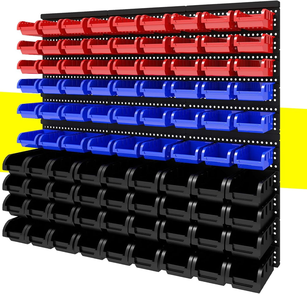90Pcs Plastic Wall Mounted Storage Bins Parts Rack Nuts And Bolt Bins Organiz...