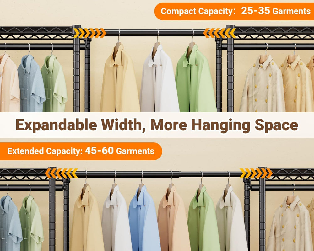 Clothing Rack for Hanging Clothes: Heavy Duty Clothes Rack, 71.5-91" W E...