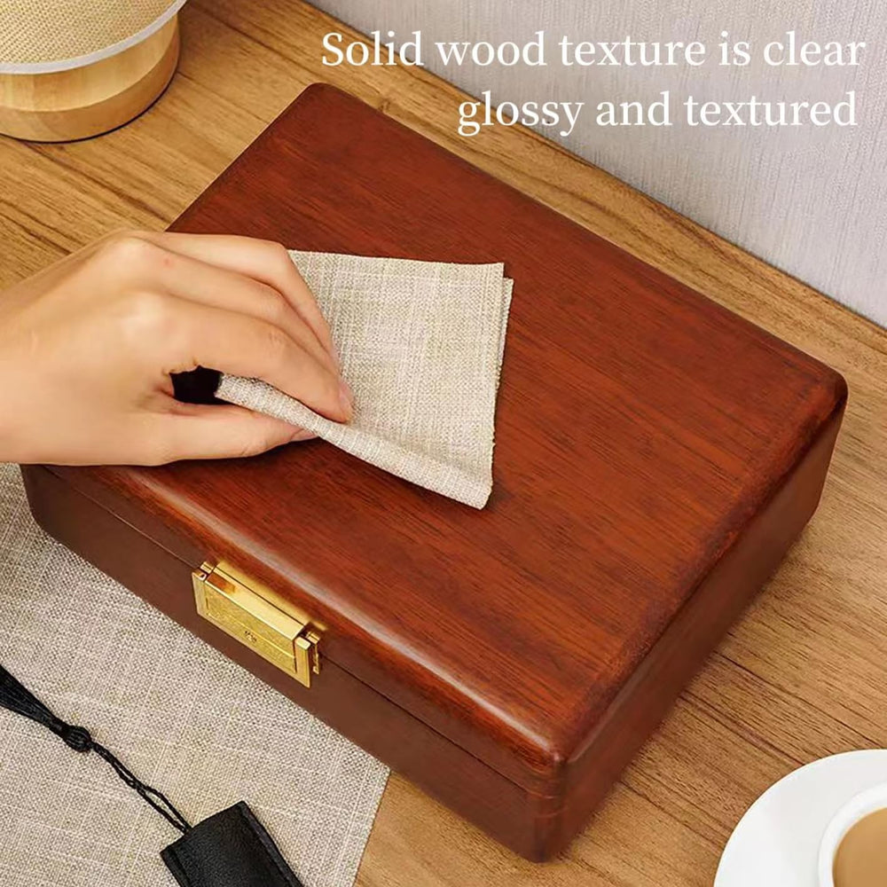 Bescott 2 Layer Solid Wooden Jewelry Box with Lock and Key for Women Men Vint...