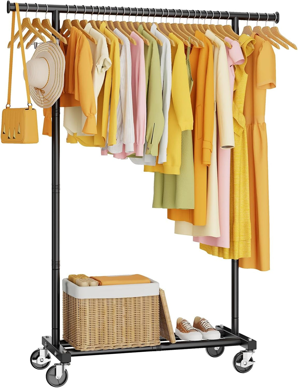 HYSEYY Clothes Rack, Clothing Rack for Hanging Clothes, Rolling Garment Rack ...