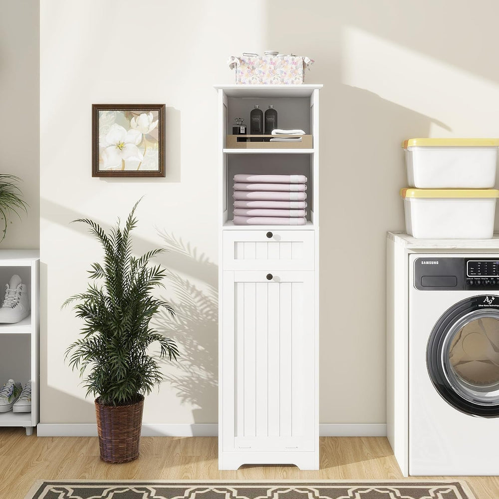 Tall Tilt Out Laundry Room Cabinets and Storage with Hidden Removable Basket,...