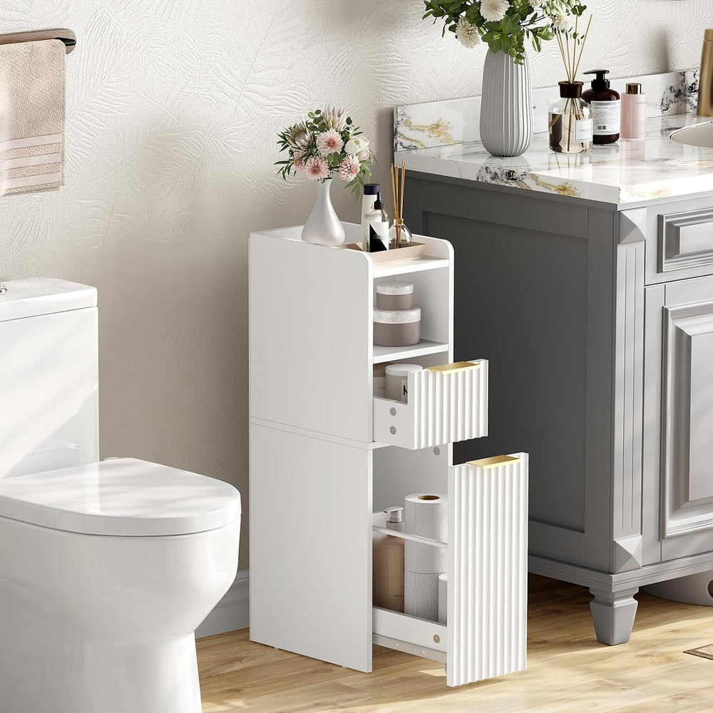 CHOEZON Slim Bathroom Storage Cabinet, Bathroom Organizer with 2 Drawers