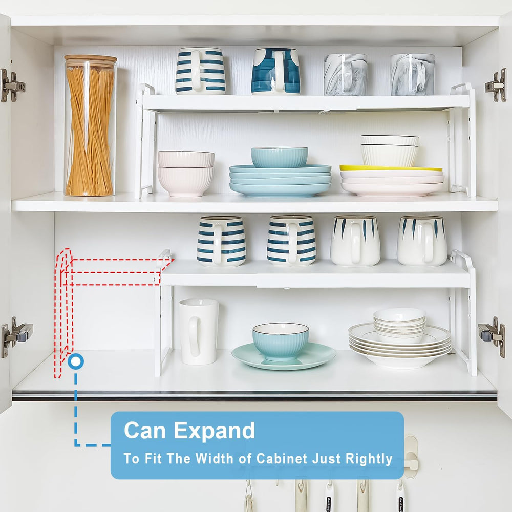 3 Pack Kitchen Cabinet Organizer Shelf, Stackable Expandable Shelves Organize...