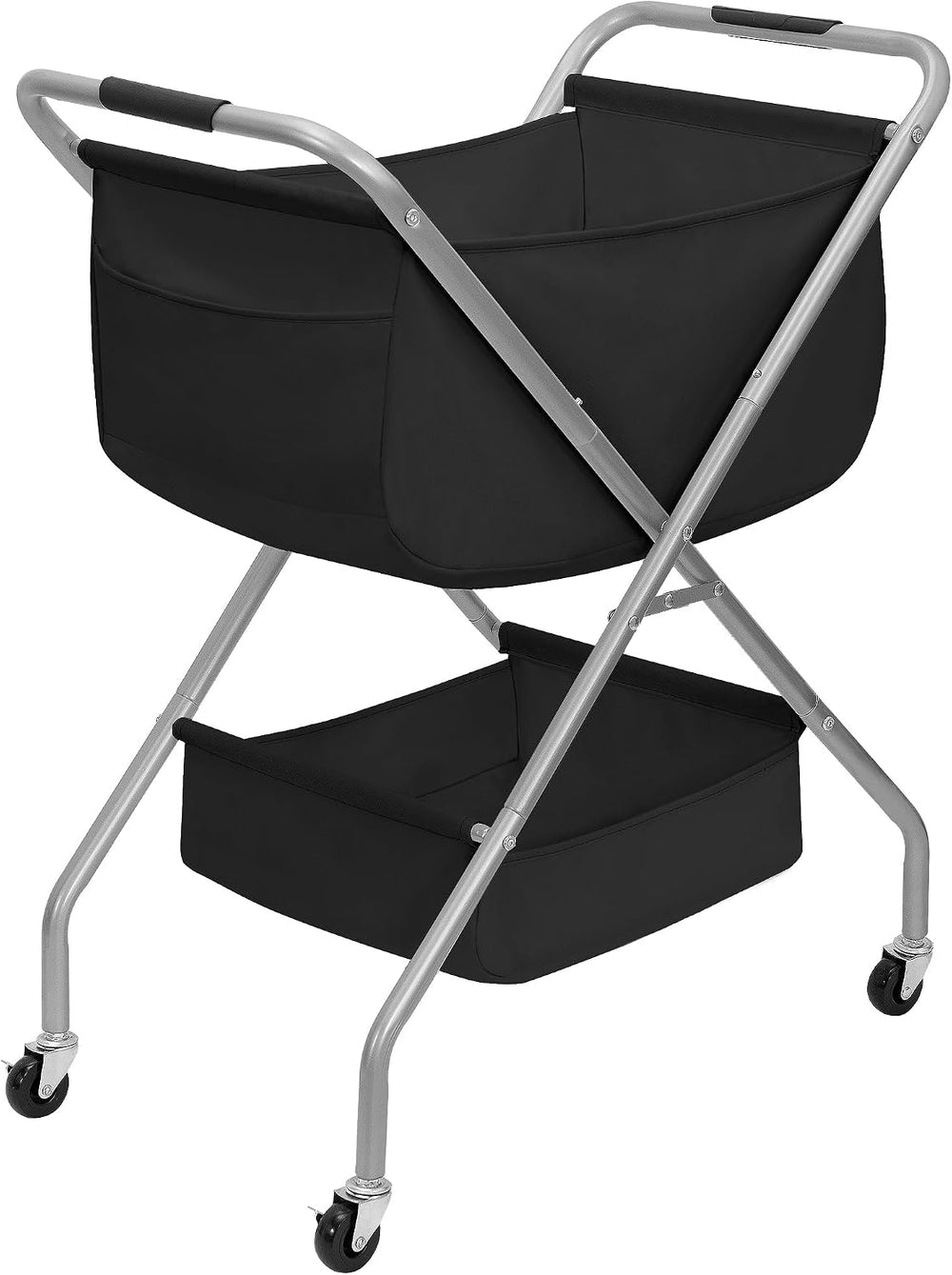 STORAGE MANIAC Collapsible Laundry Cart with Wheels 31.5"H Rolling Laund...