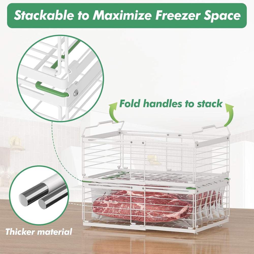 ADRIMER Freezer Organizer Bins, 4 Packs Foldable & Stackable Chest Freeze...