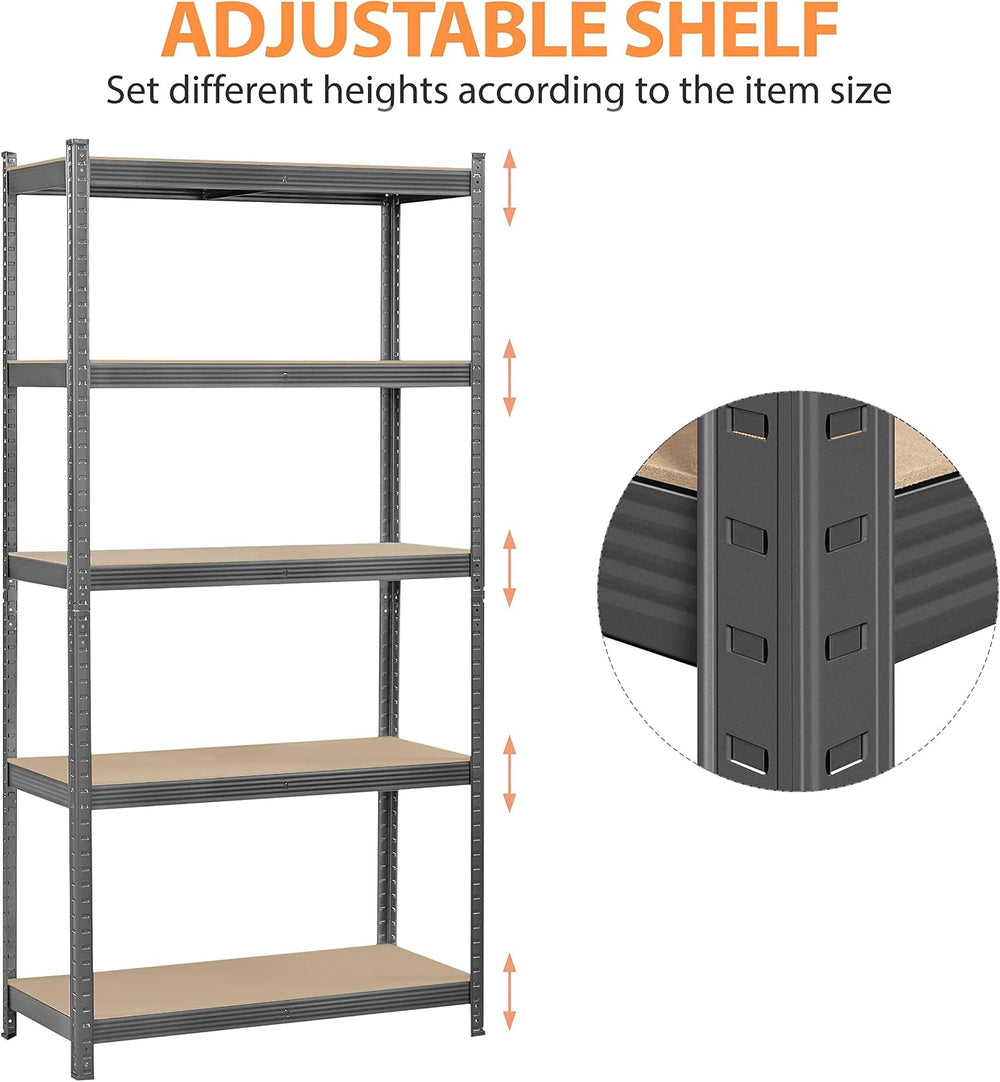 Topeakmart 5 Tier Metal Storage Shelving Unit, 35.5x16x71 Inch Dark Gray