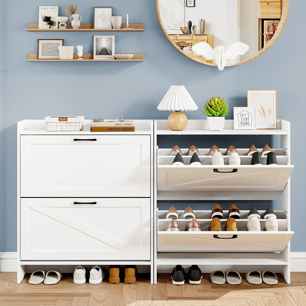 Lomojo Shoe Cabinet Storage for Entryway, Hidden Shoes Storage Cabinet with 2...