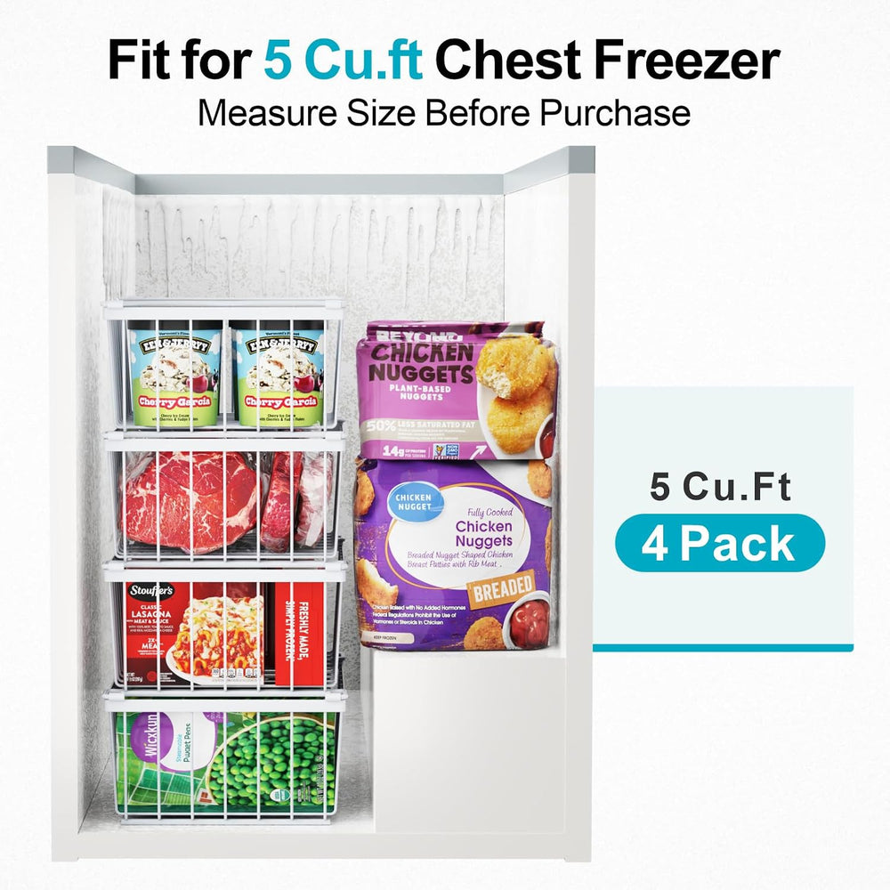 iSPECLE Chest Freezer Organizer Bins - Storage Baskets for 5 Cu.Ft, 8 Pack