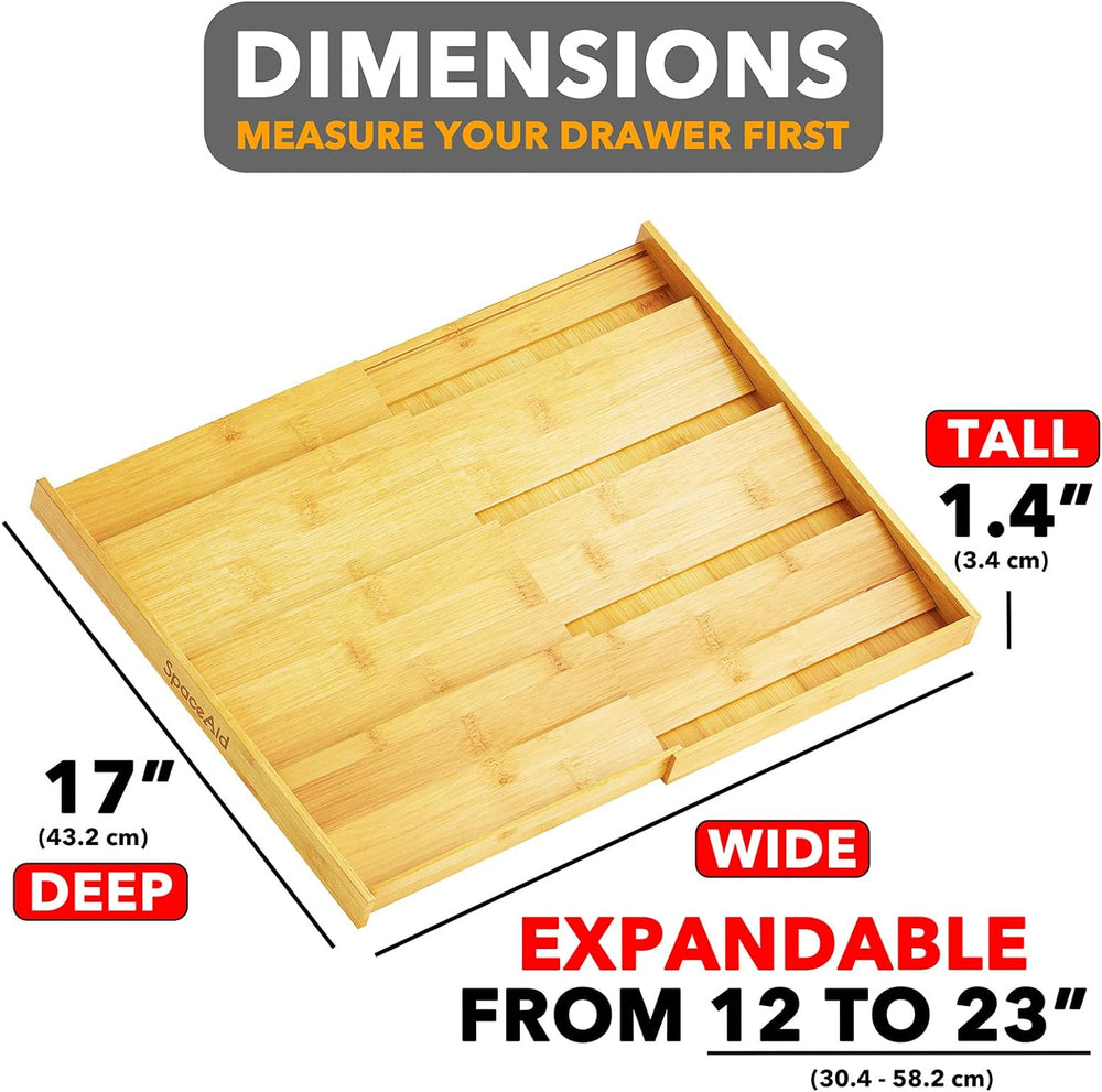 SpaceAid Bamboo Spice Drawer Organizer, (Need 3" Deep Drawer) Expandable...