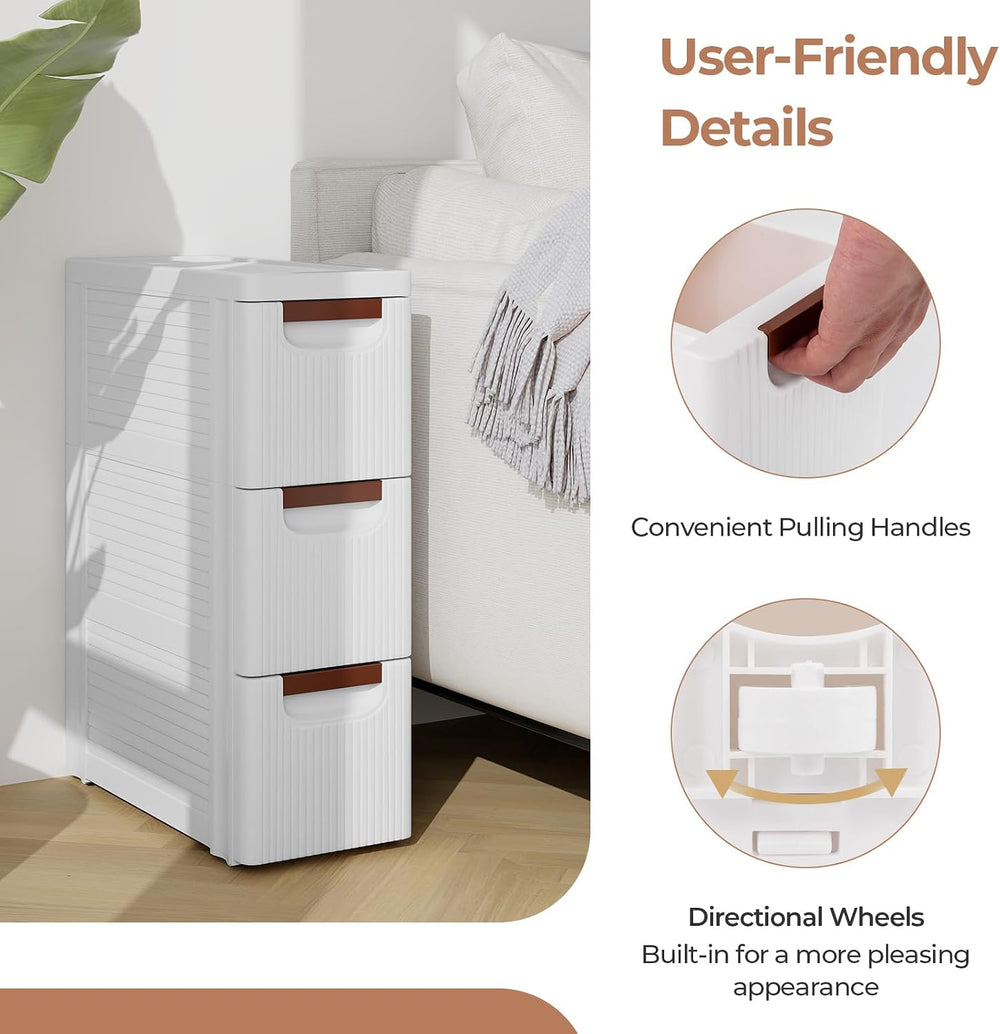 MAT EXPERT Narrow Storage Drawers, Slim Rolling Drawer Cart with Universal Wh...