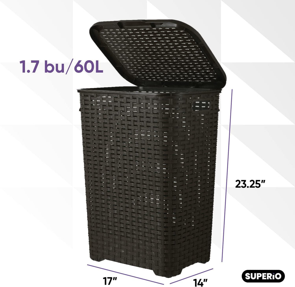 Plastic Laundry Hamper with Lid 3 Pack Laundry Hamper Basket, Brown Tall Clot...