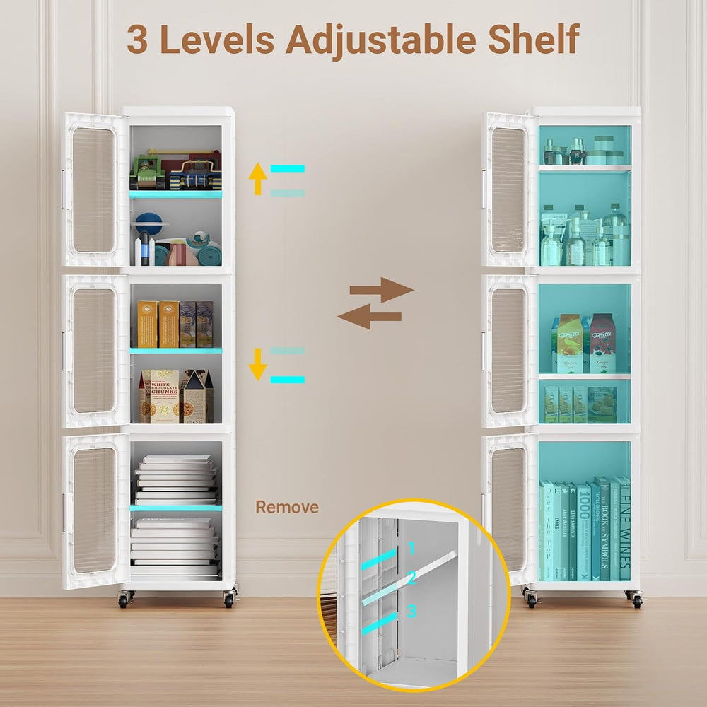 BROVIEW 3-Tier Tall Narrow Storage Cabinet Organizer, Slim Bathroom Cabinets ...