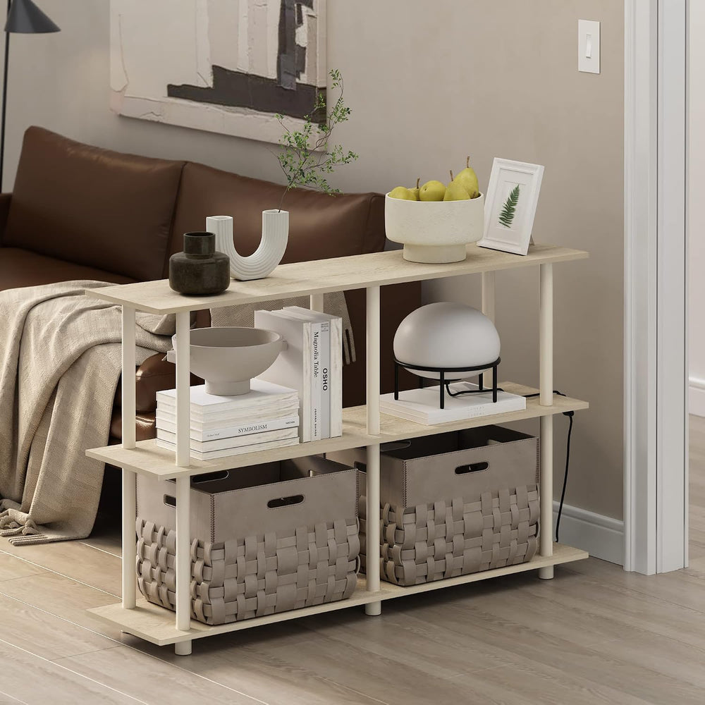 Furinno Turn-N-Tube No Tools 3-Tier Rectangle Side Display Rack, Bauhaus Oak/...