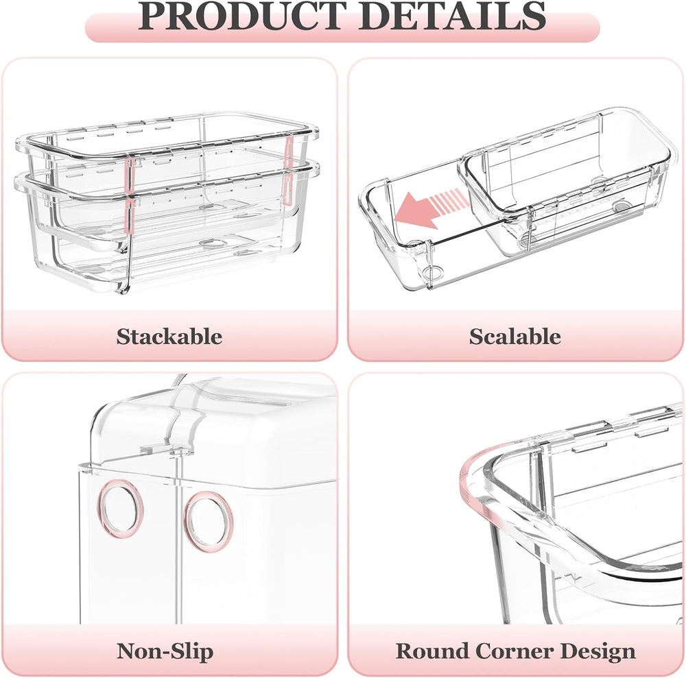 DILIBRA 20Pcs Clear Extendable Drawer Organizer, Adjustable Drawer Storage