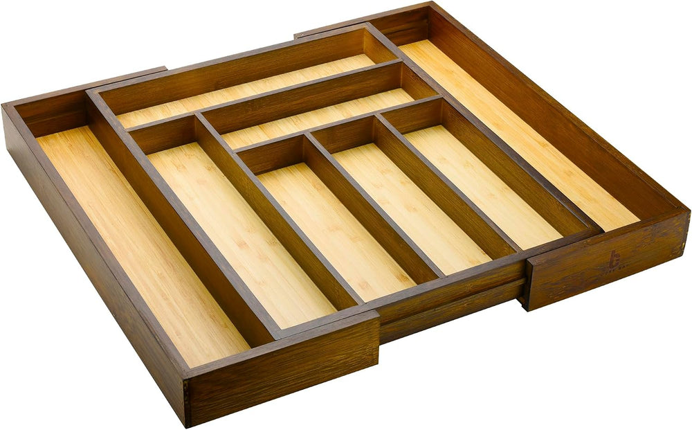 Bamboo drawer organizer, utensil holder, silverware organizer, and adjustable...