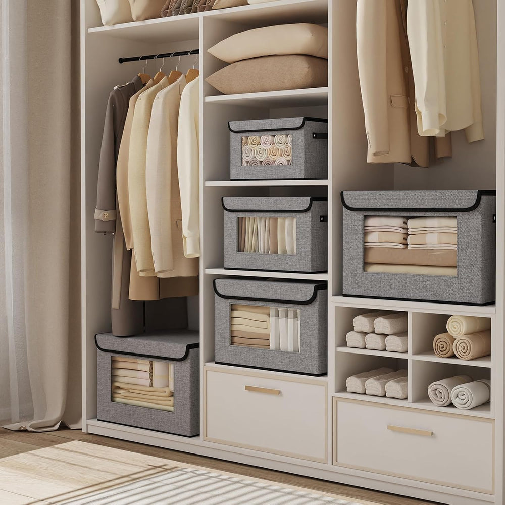 Gray Storage Baskets with Lid,Closet Bin,15x9.8x9.8in,3Pack