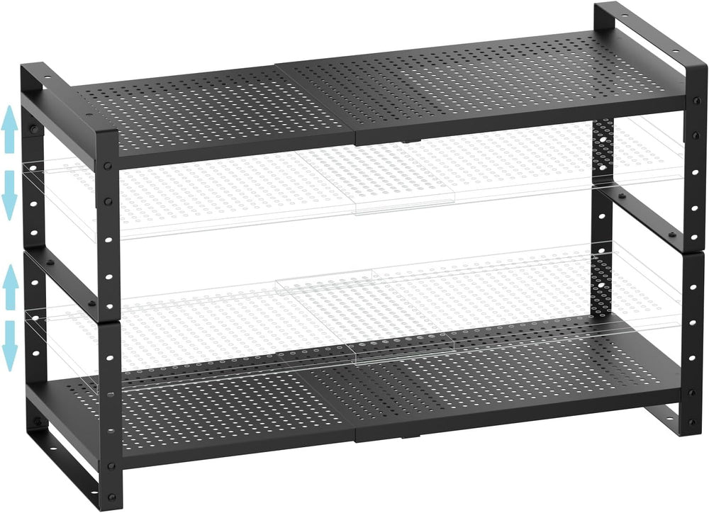 Expandable Shoe Rack Stackable Metal Pantry Storage Shelves Stand Adjustable ...