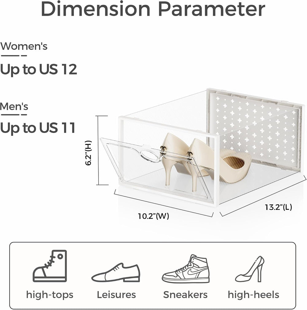 Pinkpum 12 Pack X-Large Shoe Storage Boxes, Shoe Organizer Clear Stackable