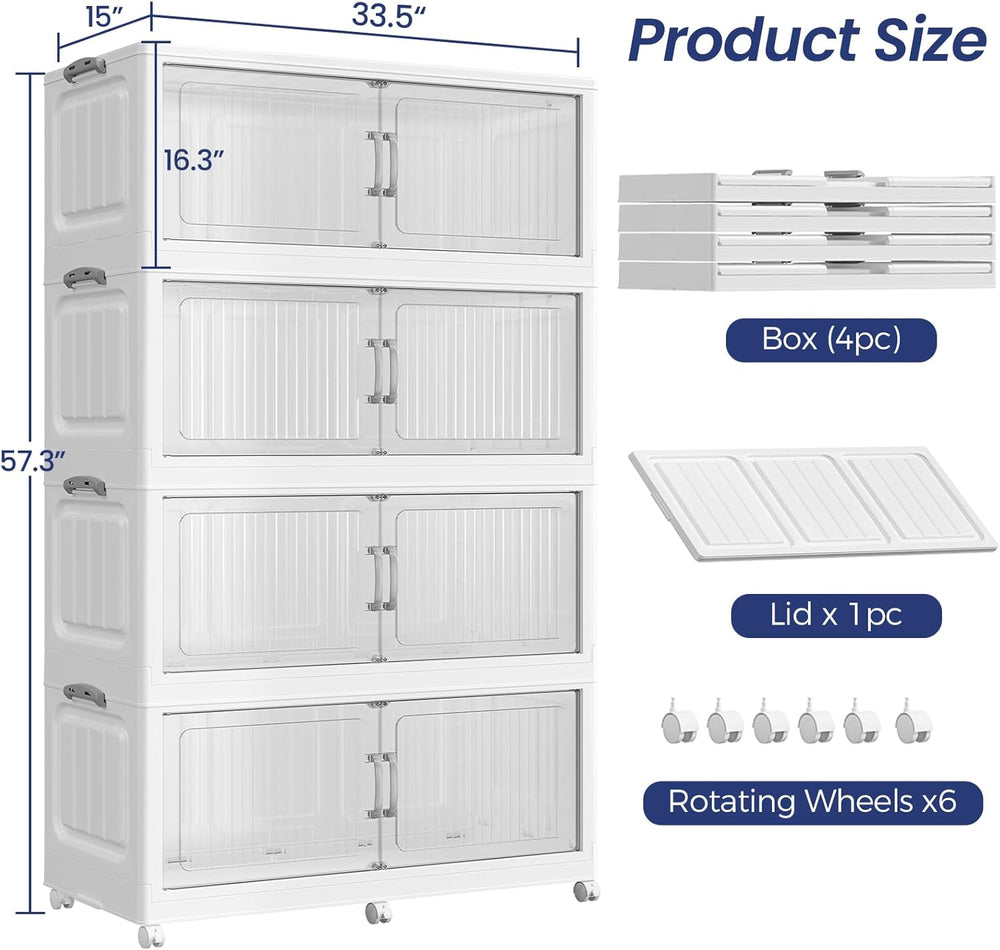 200Gal Extra Large Foldable Storage Organizer with Lid, 800QT Stackable Plast...