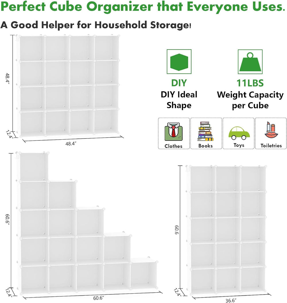 C&AHOME 16 Cube Storage Organizer Cube Shelves Units Storage Cubes, Milky