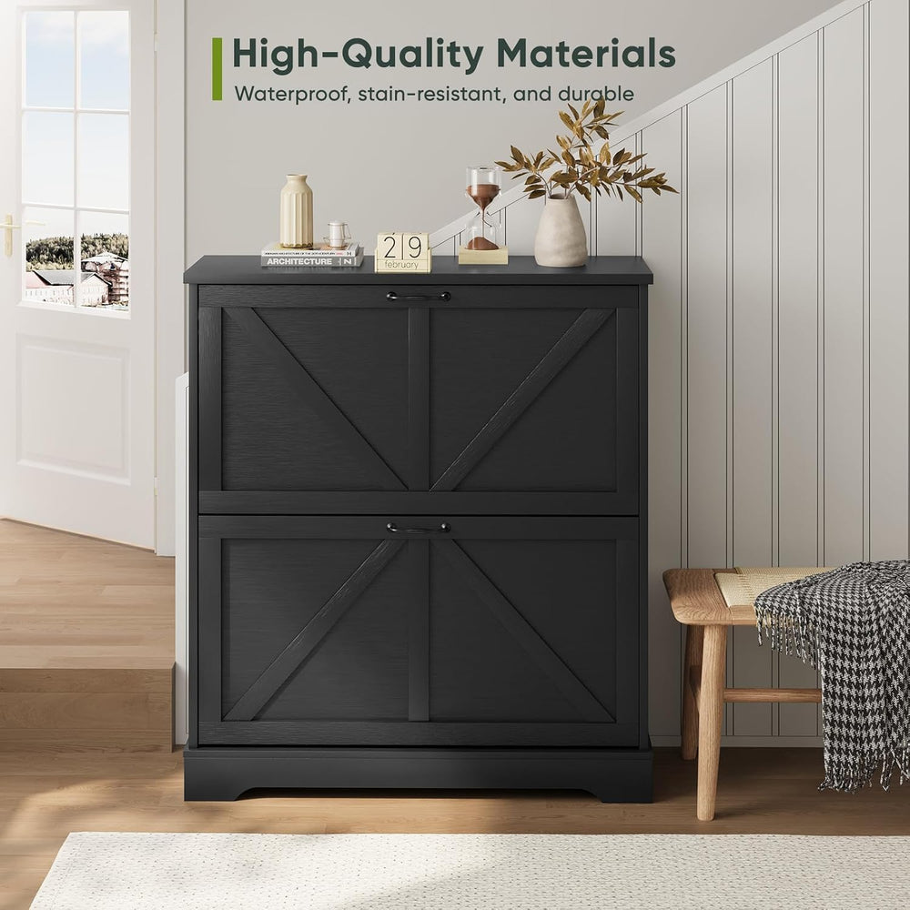 Smart FENDEE Shoe Cabinet, Shoe Storage Cabinet for Entryway with 2 Flip Draw...