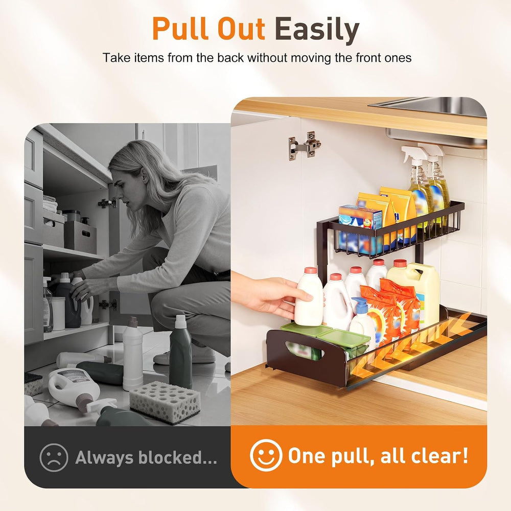 AIDIAM Under Kitchen Sink Organizer, Metal Pull Out Bathroom Organizers and S...