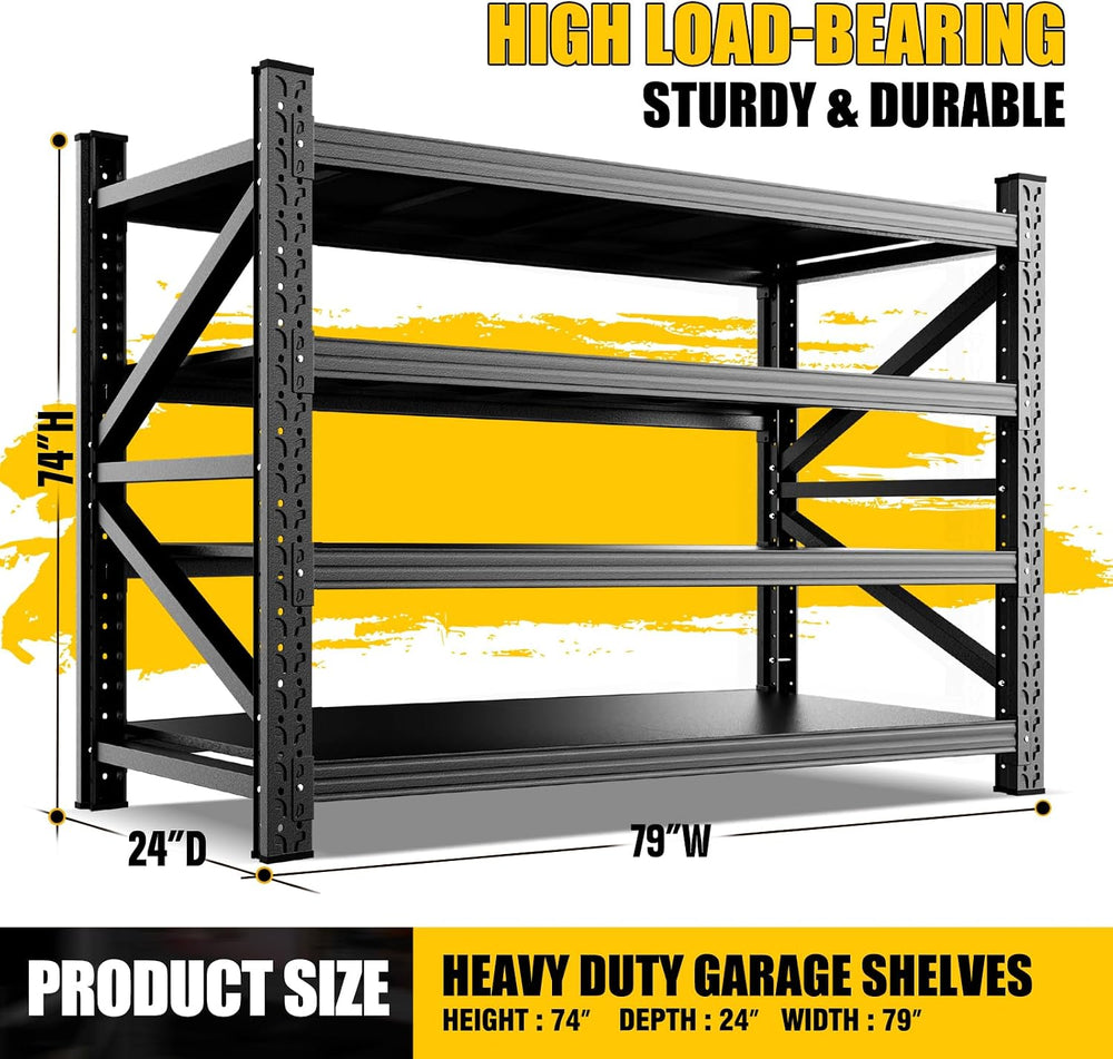 Garage Shelving 4 Tier Heavy Duty Storage Shelves 6000LBS Metal Shelving Unit...
