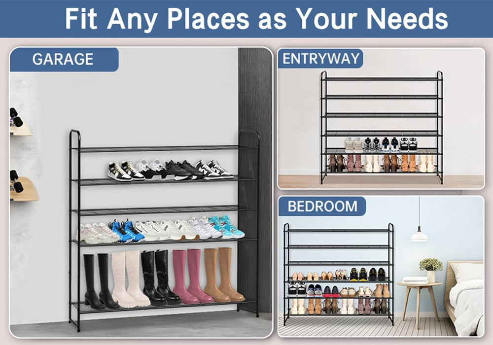 KEETDY Large Shoe Rack 6 Tier Organizer Tall Metal Shoe Organizer for Entrywa...