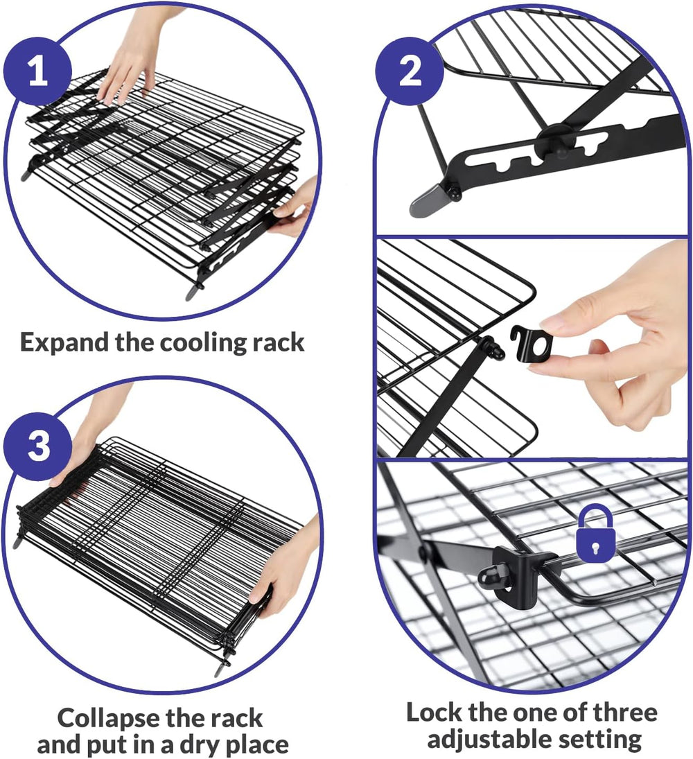 Geesta 2/3/4-Tier Upgraded Collapsible Cooling Rack with Adjustable 3 Setting...