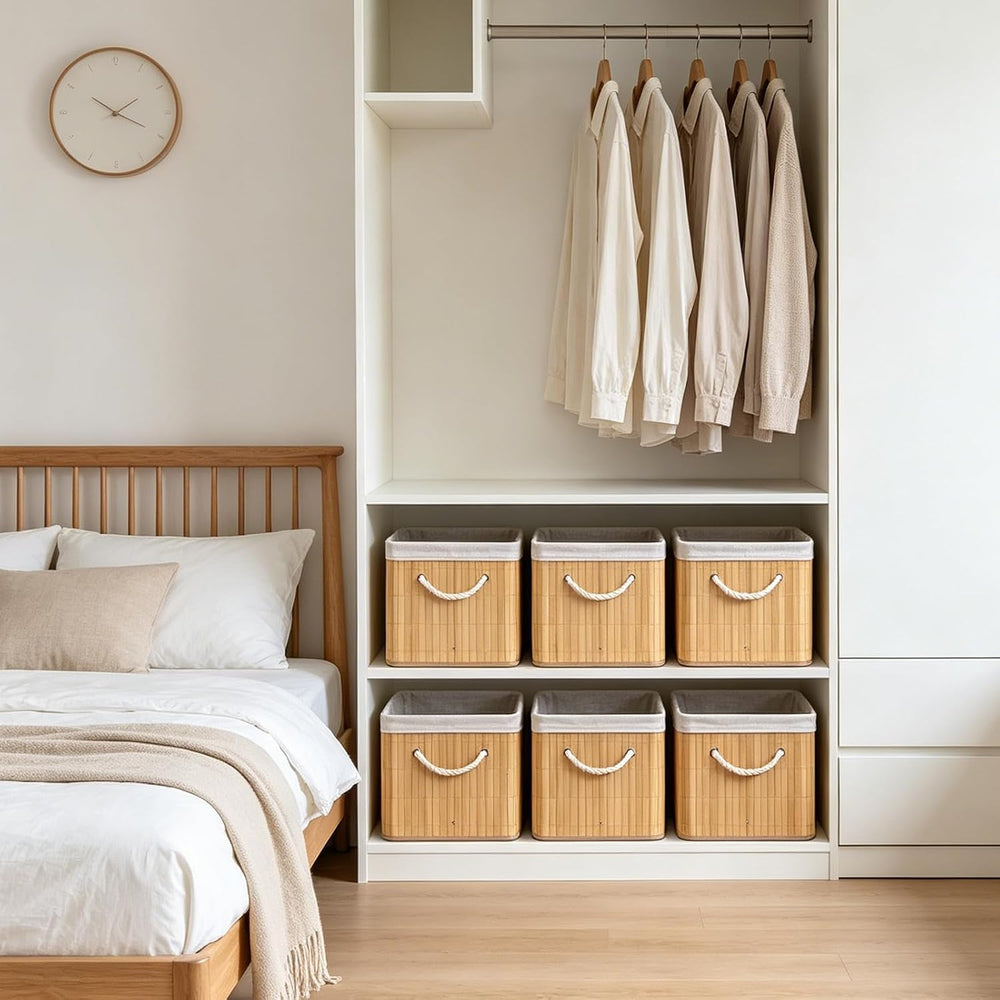 12" x 12" x 12" Bamboo Cube Storage Baskets,Set of 4 Eco-Frien...