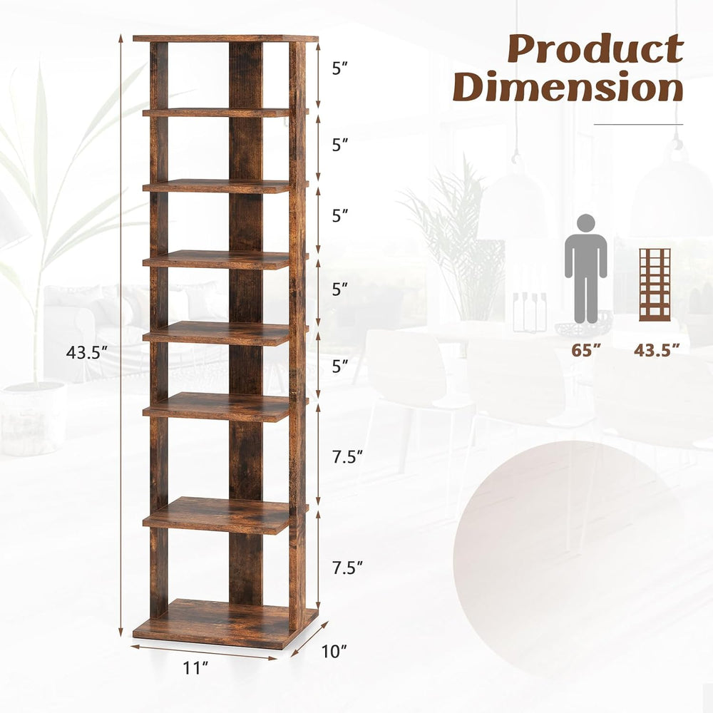 8-Tier Vertical Shoe Rack, Narrow Shoe Storage Organizer, Brown