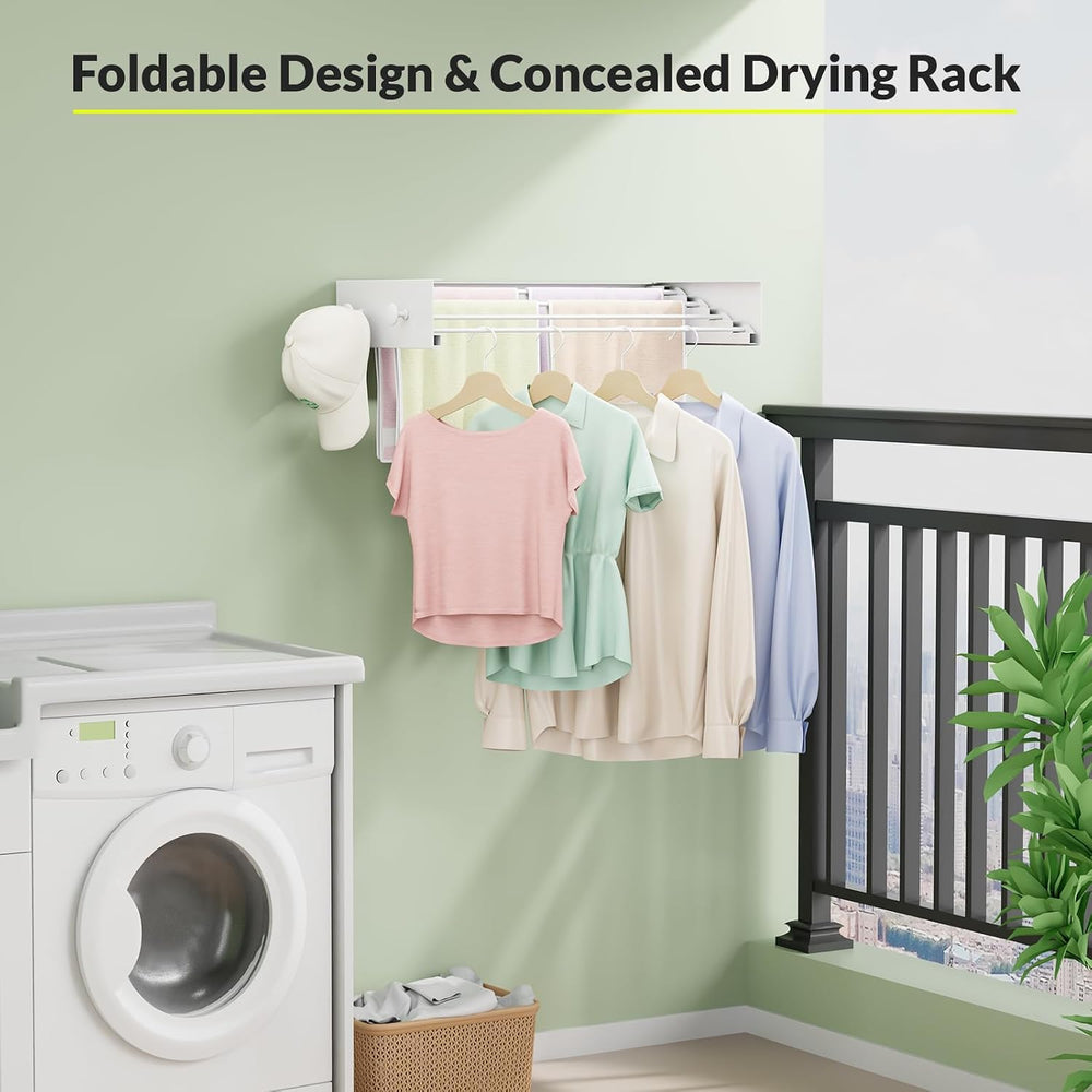 Collapsible Laundry Drying Rack Wall Mounted - 31.5 Inch Metal Clothing Dryin...