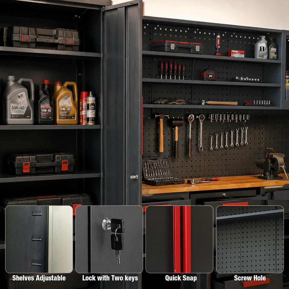 YELLOW JACKET Garage Storage Cabinets System, Locked 8-Pcs