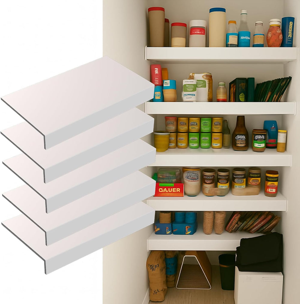 White Shelf Covers for Wire Shelving 24x12 Inch 5-Pack, Instant PVC Wood Look...
